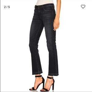 RtA Kiki Crop Raw Hem Kick Flare Denim Jeans 25 Black